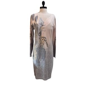 Sempre Woman's Dress Designed‎ In Italy Human Artwork Leopard Sz M